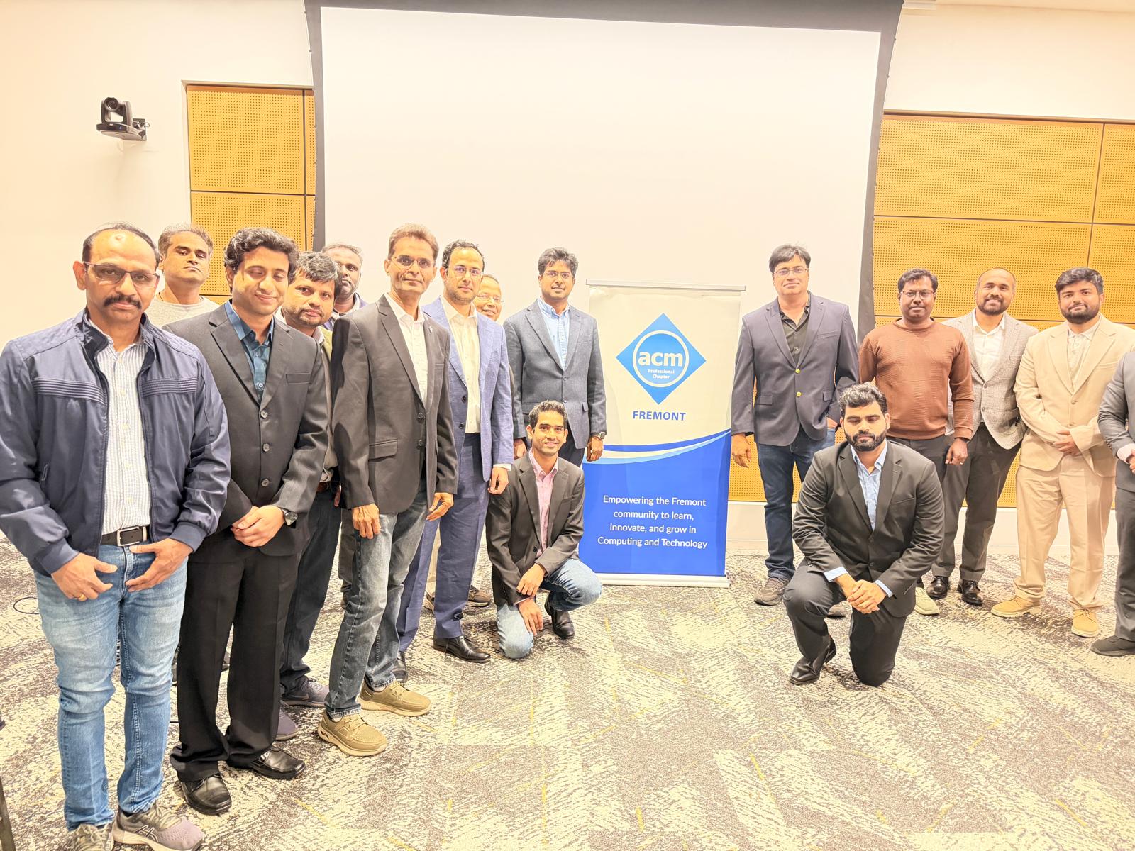 Group photo with ACM Fremont Professional Chapter members after a technical talk